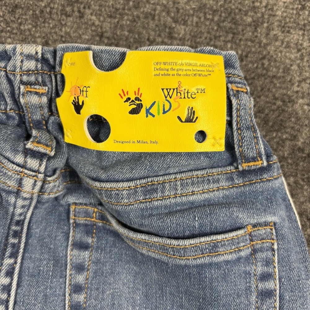 $623 Off White Kids Girl's Blue Logo-Stripe‎ Denim Skirt Size 6 - Picture 10 of 13